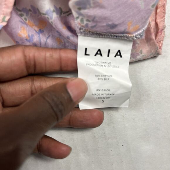 Laia Pastel Boho Blouse Lightweight Silk Blend Tassel Hem Peasant Top Small - Picture 8 of 10